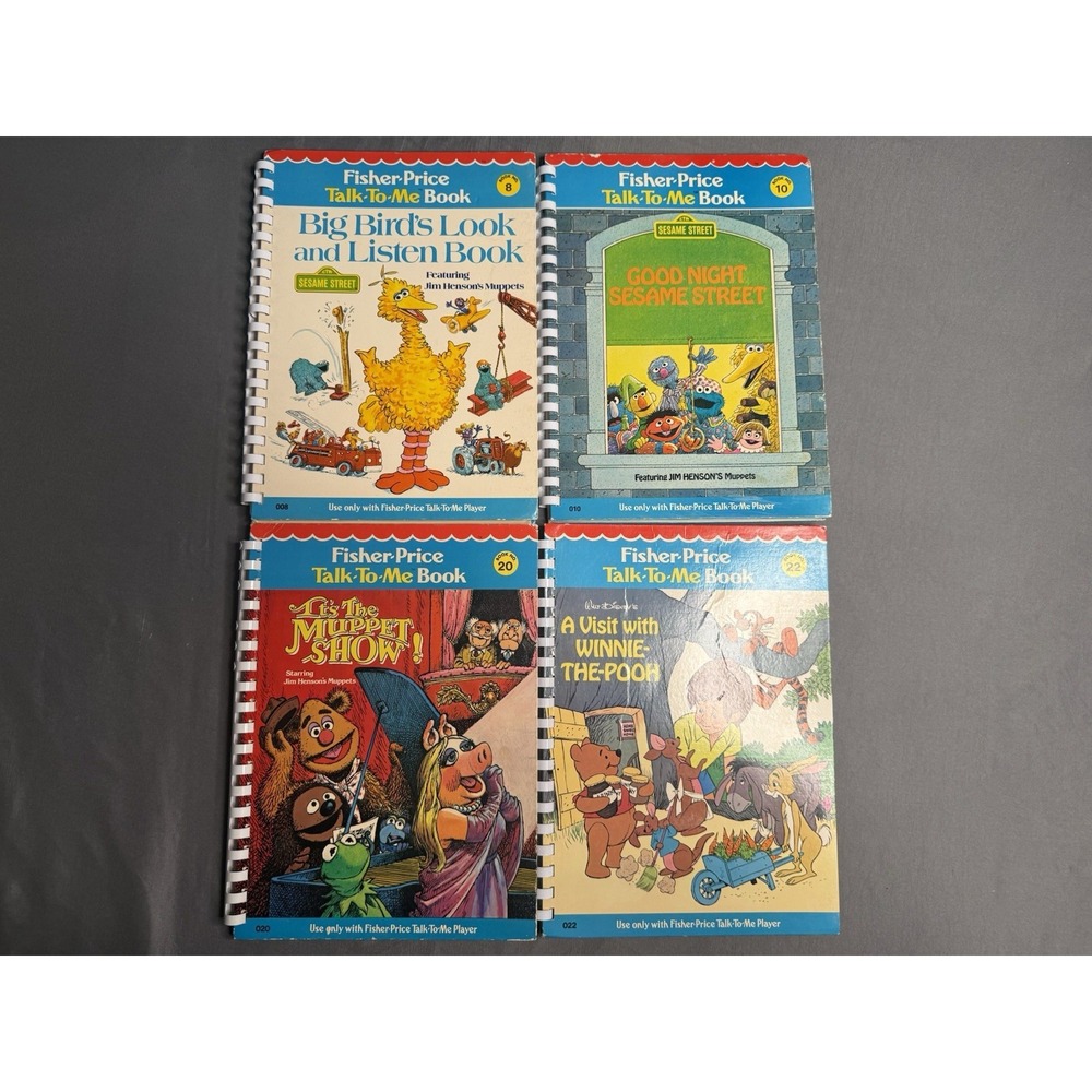 VTG Fisher-Price Talk-To-Me Books Sesame Street Muppets Big Bird Pooh Disney Lot